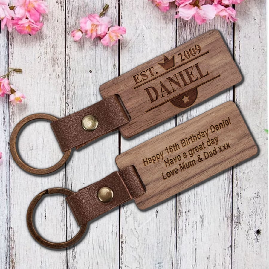 16th Birthday Gift - Personalised Keyring - Son Brother Grandson Godson Nephew