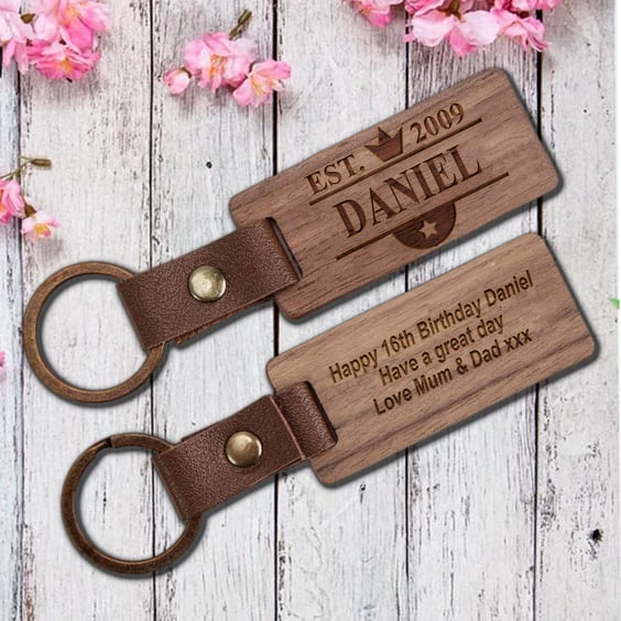 16th Birthday Gift - Personalised Keyring - Son Brother Grandson Godson Nephew
