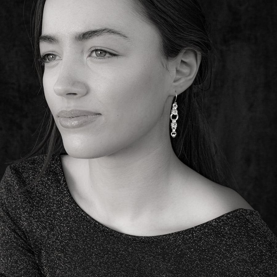 Byzantine link Drop Earrings in Sterling Silver