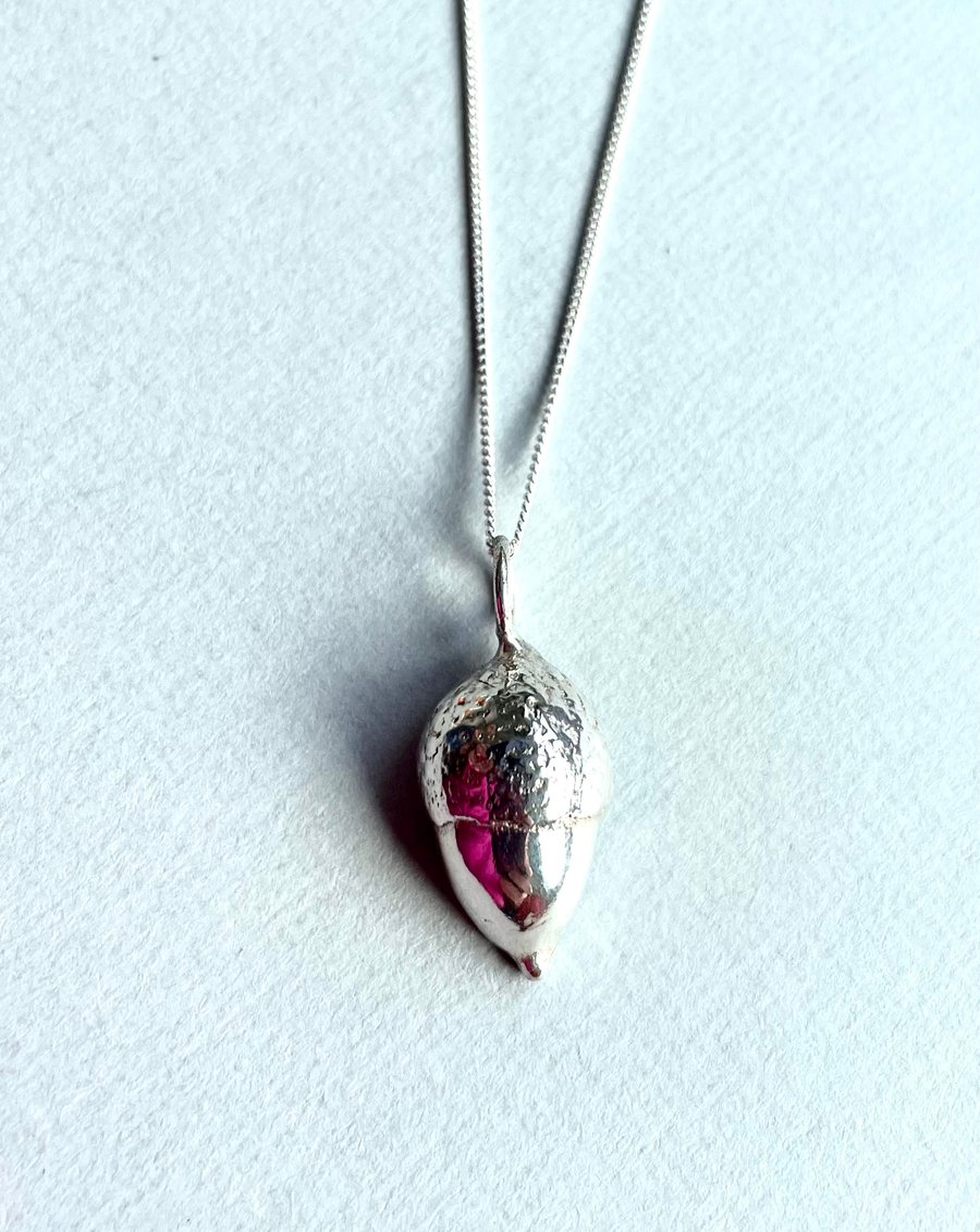 Acorn pendant in fine silver