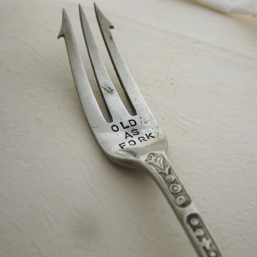 SOLD Old as fork fork, hand stamped antique pickle server