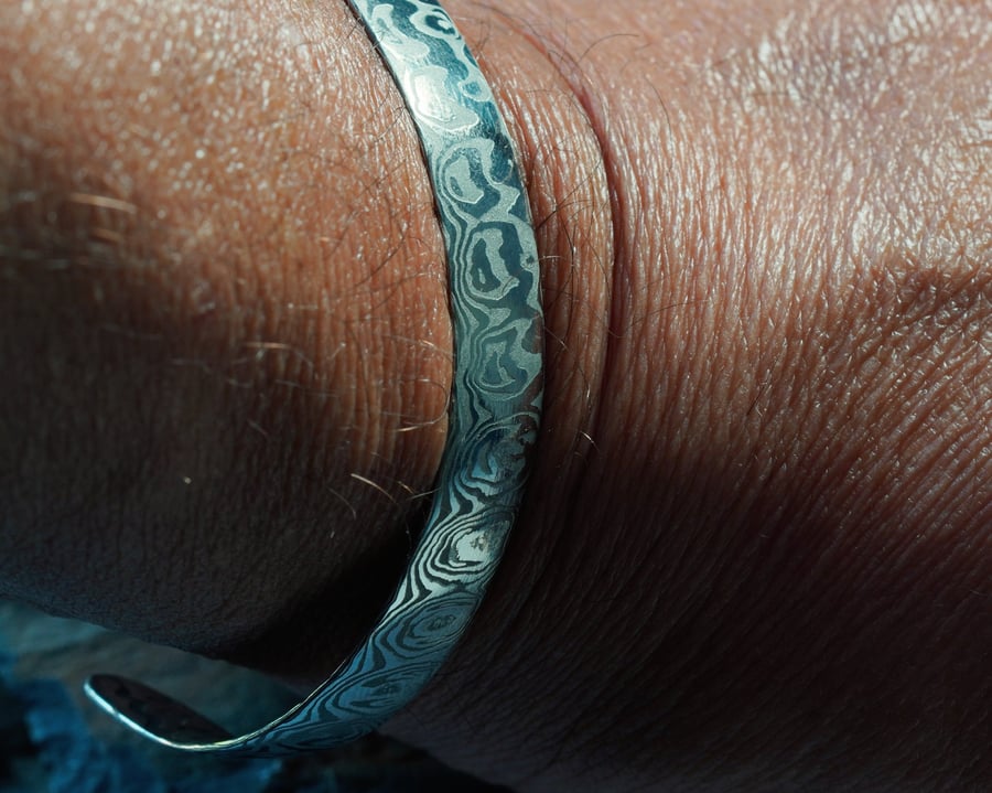 Hand-Forged Damasteel® Open Cuff Bangle