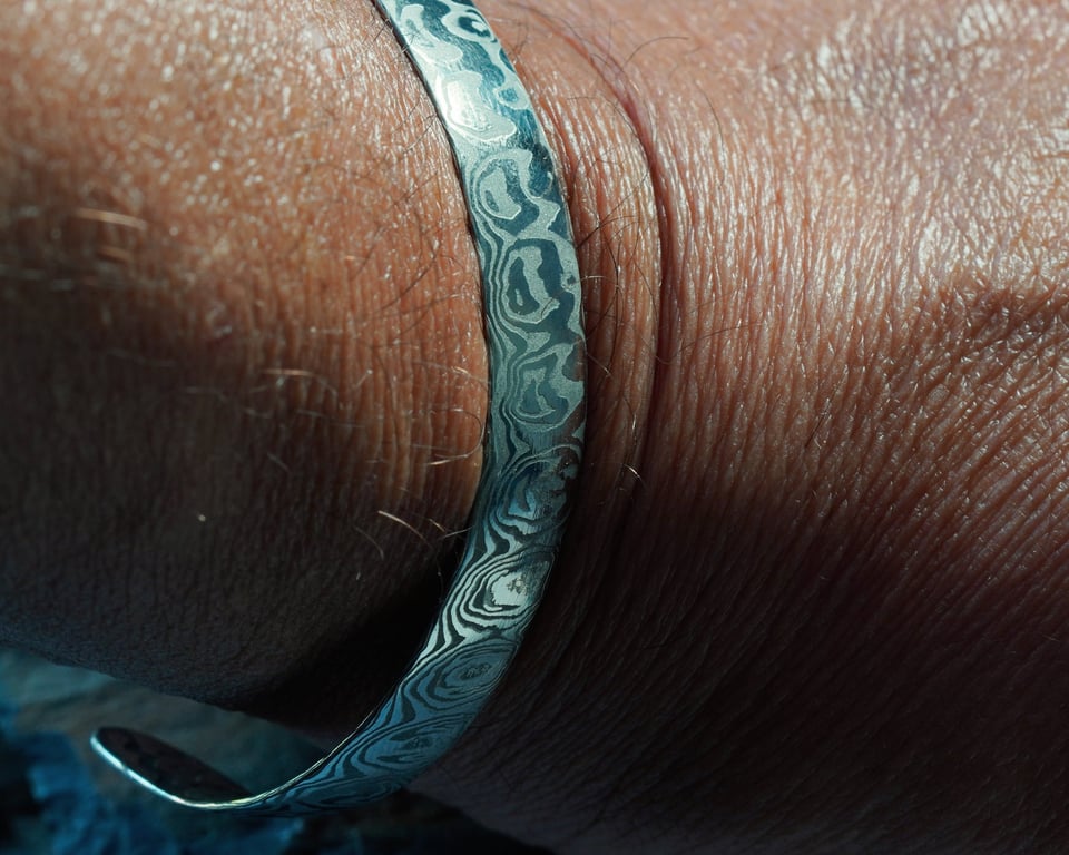 Hand-Forged Damasteel® Open Cuff Bangle