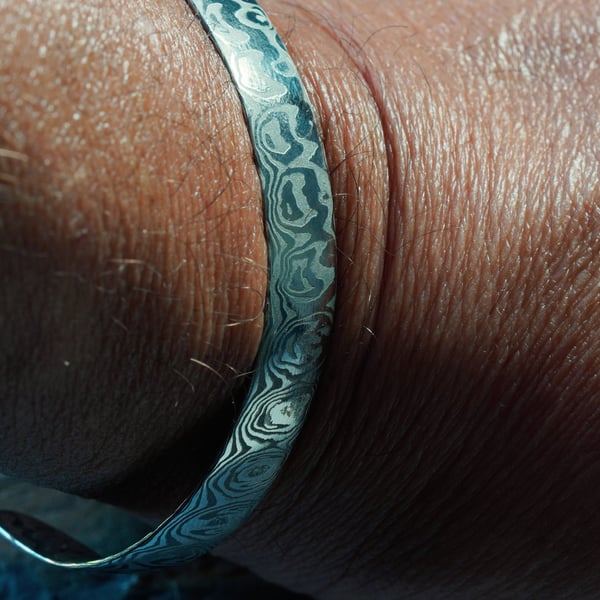 Hand-Forged Damasteel® Open Cuff Bangle