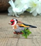 Goldfinch Pin, Handmade Wooden Bird Brooch, Bird Lover Gift
