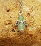 Minimalist Green Aventurine angel pendant necklace. Reiki jewelry uk - Image 1