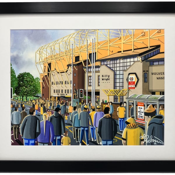 Wolverhampton, Wolves, Molineux Football Art Print. 14" x 11" Frame Size