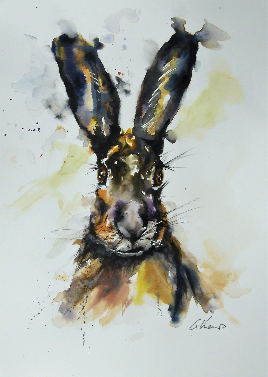 The Enigmatic Hare, Original Watercolour Painting.