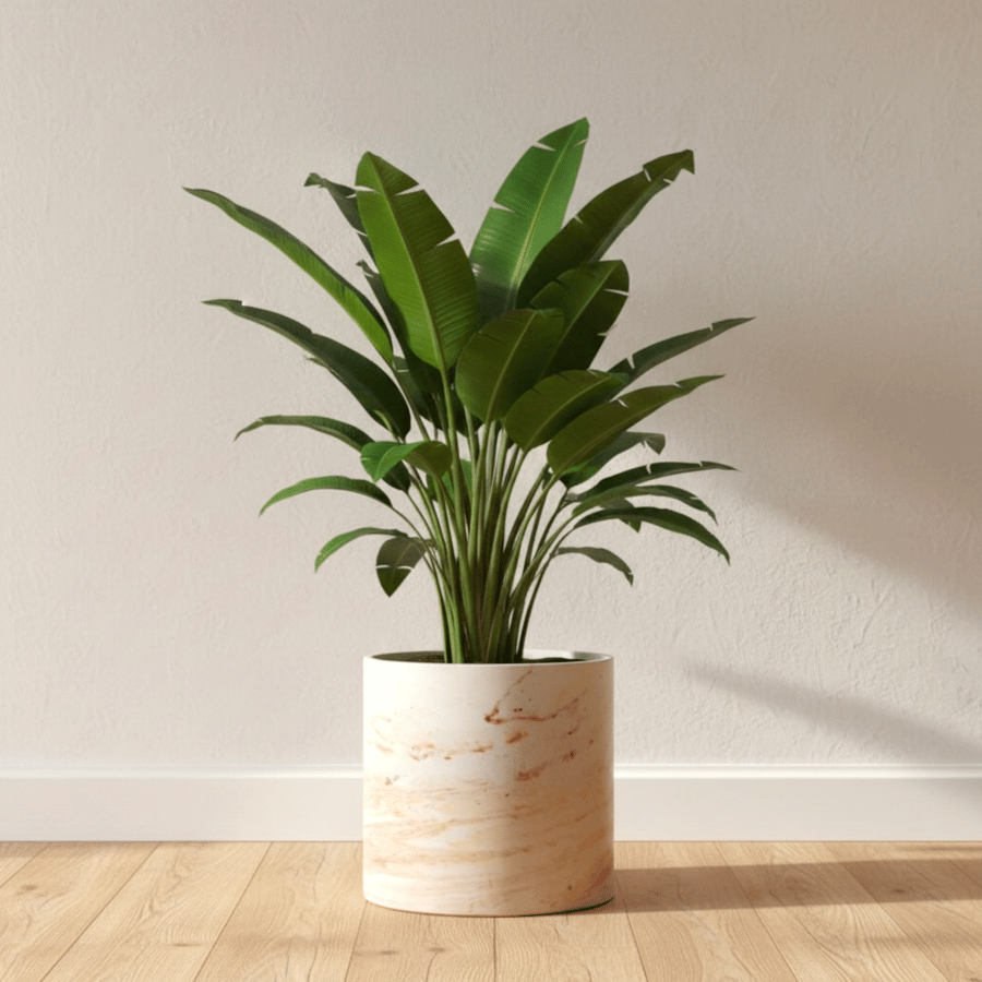 Large Cream and Terracotta Marbled Plant Pot, Handmade Indoor Planter
