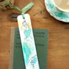 Hope bookmark.Hand drawn and painted bookmark with silk ribbon '
