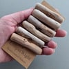 Set of six chunky driftwood toggle buttons with single hole