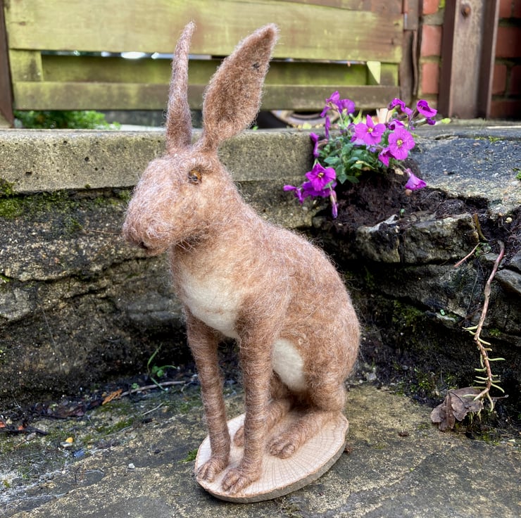 Brown hare model, needle felted woollen sculpture - Folksy