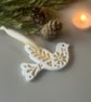 Clay Nordic Bird Christmas Decoration, Rustic Folk Art Ornament