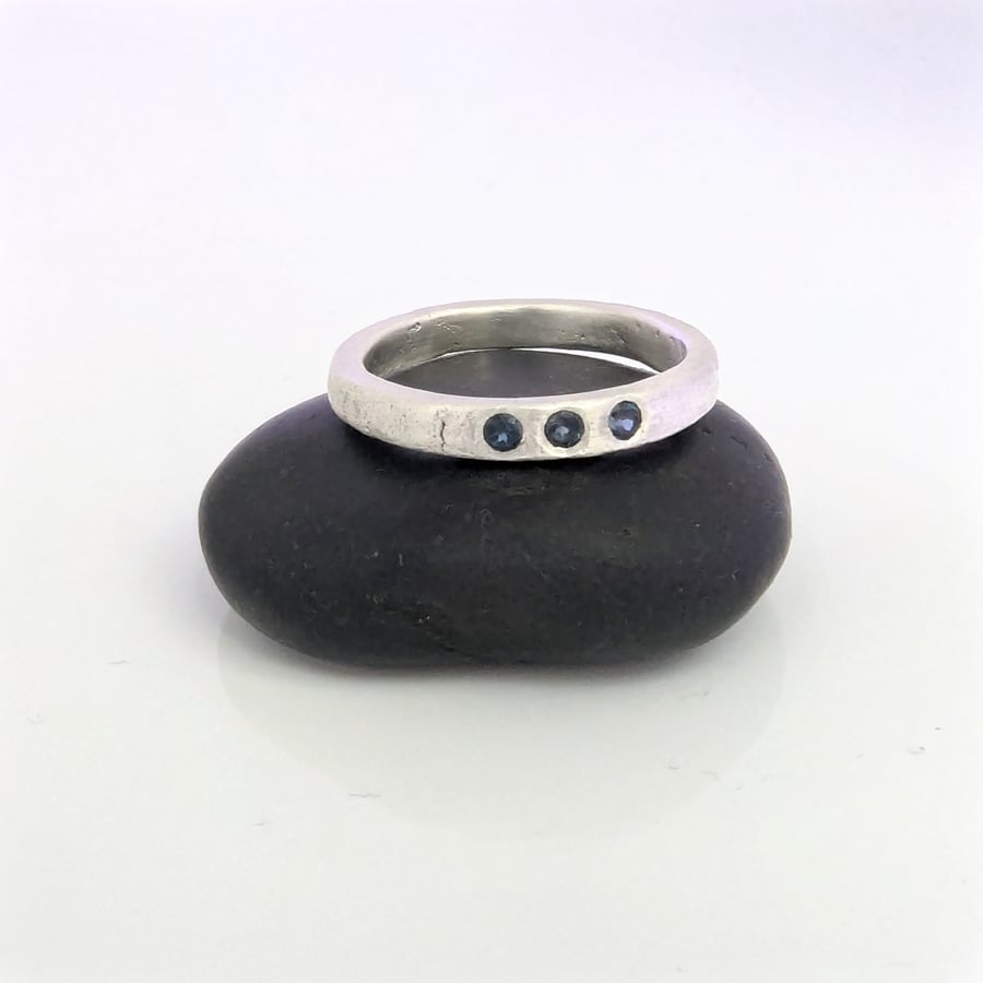 Sterling Silver London Blue Topaz Ring, Handmade Urban Jewellery