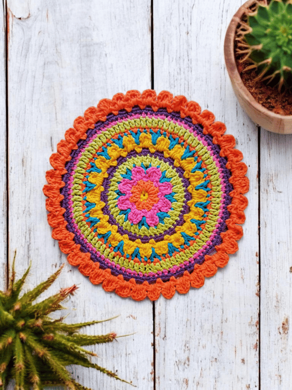 colourful crochet mandala doily