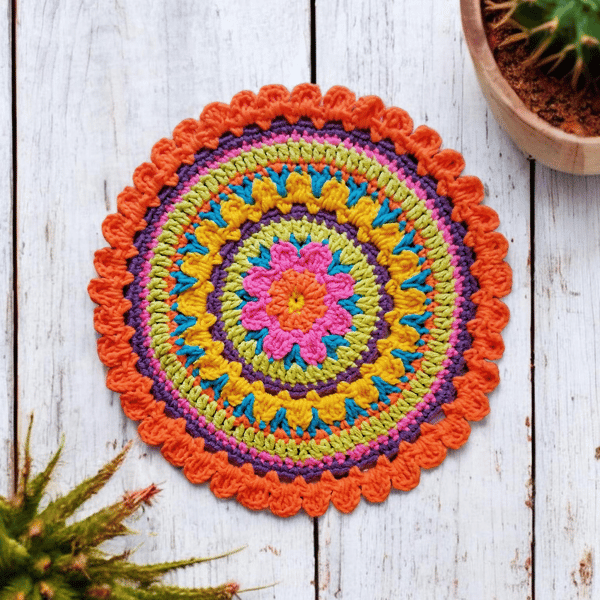 colourful crochet mandala doily