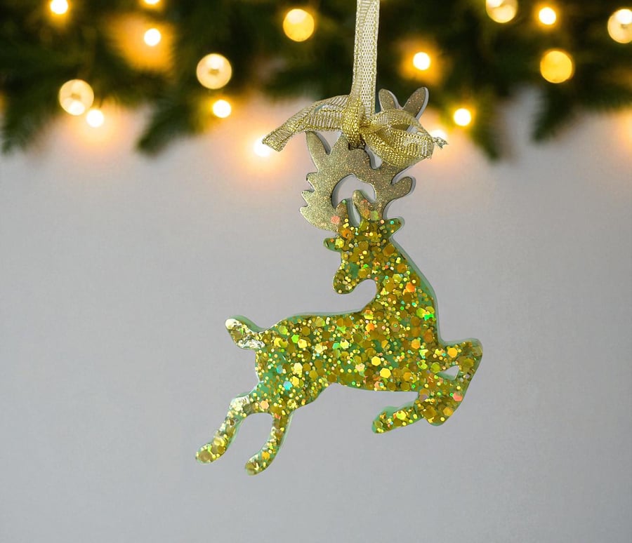 Christmas Reindeer Ornament Resin Christmas tree decor Secret Santa gift