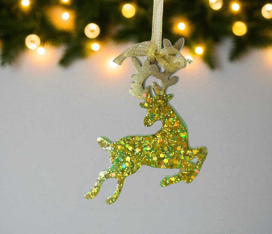 Christmas Reindeer Ornament Resin Christmas tree decor Secret Santa gift