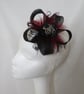 Black and Burgundy Wine Spider Clip - Sinamay Loop Feather Gothic Spooky Goth 