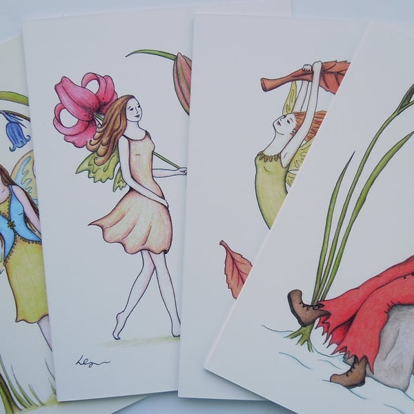 Four Seasons Fairies 4 pack fine art greeting cards with envelopes