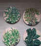 "My House Plants" handpainted wooden coasters, set of 4 with holder