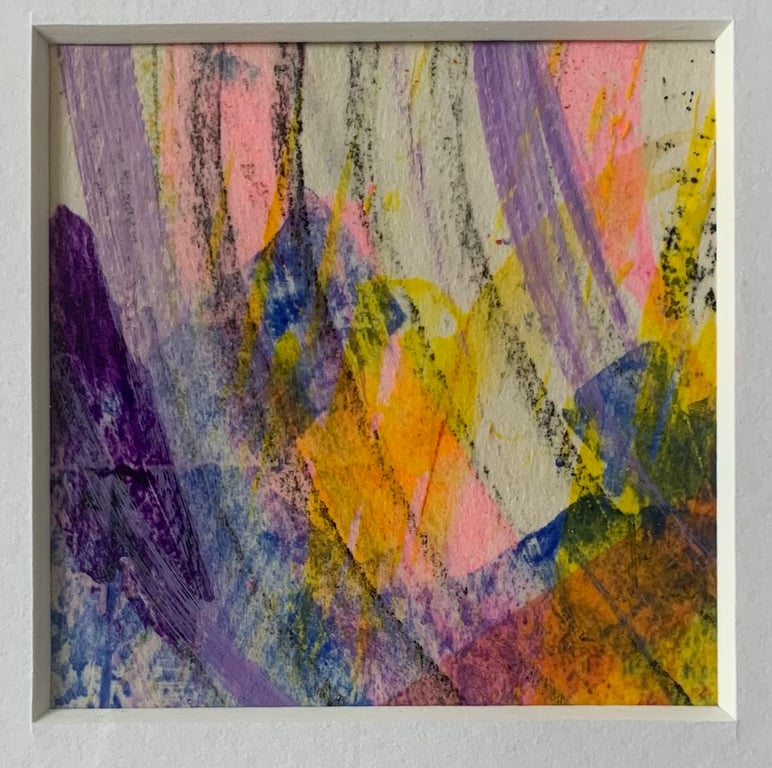 Unique Abstract Art work in a professionally cut aperture ready for framing.