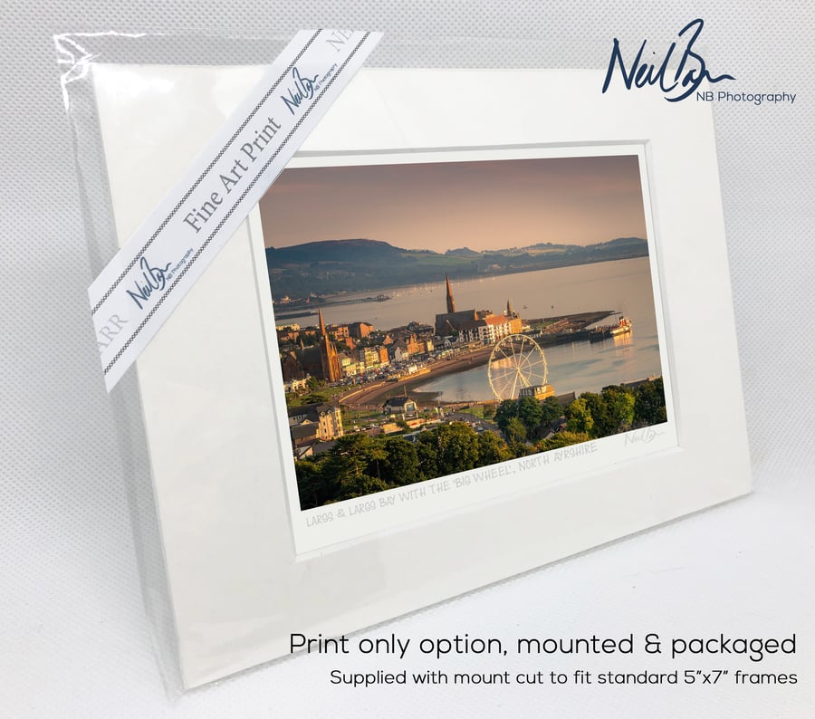 Largs, the Big Wheel and PS Waverley at sunset - A6 (7" x 5") Unframed Print