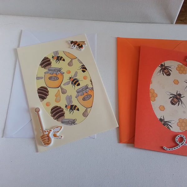 Bees. Pack of 2 any occasion cards. Ref 531. Summer seconds