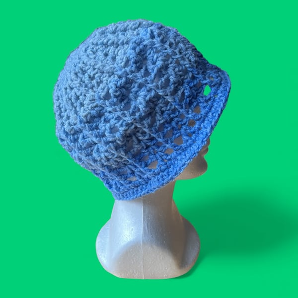 Crocheted Ocean Ripple Beanie Hat