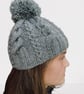 Childs Hand Knitted Hat in Grey - Fits Age 8 - 11 years - Image 2