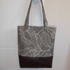 Tote bag reclaimed leather base long handles 