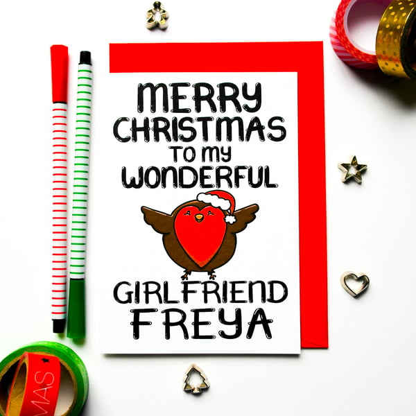 Christmas Card  Merry Christmas To My Wonderful Girlfriend Personalised