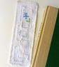 Hand Embroidered Bookmark - Blue Flower - Created using Upcycled Vintage Fabric - Image 2