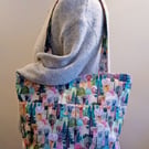 Multi-coloured tree pattern tote bag
