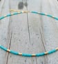 Turquoise and Gold Seed Bead Anklet   - Image 2