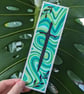 Handmade Green Swirl Sword and Leaves Bookmark