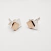 Tana by Fedha - understated movable geometric silver and gold stud earrings