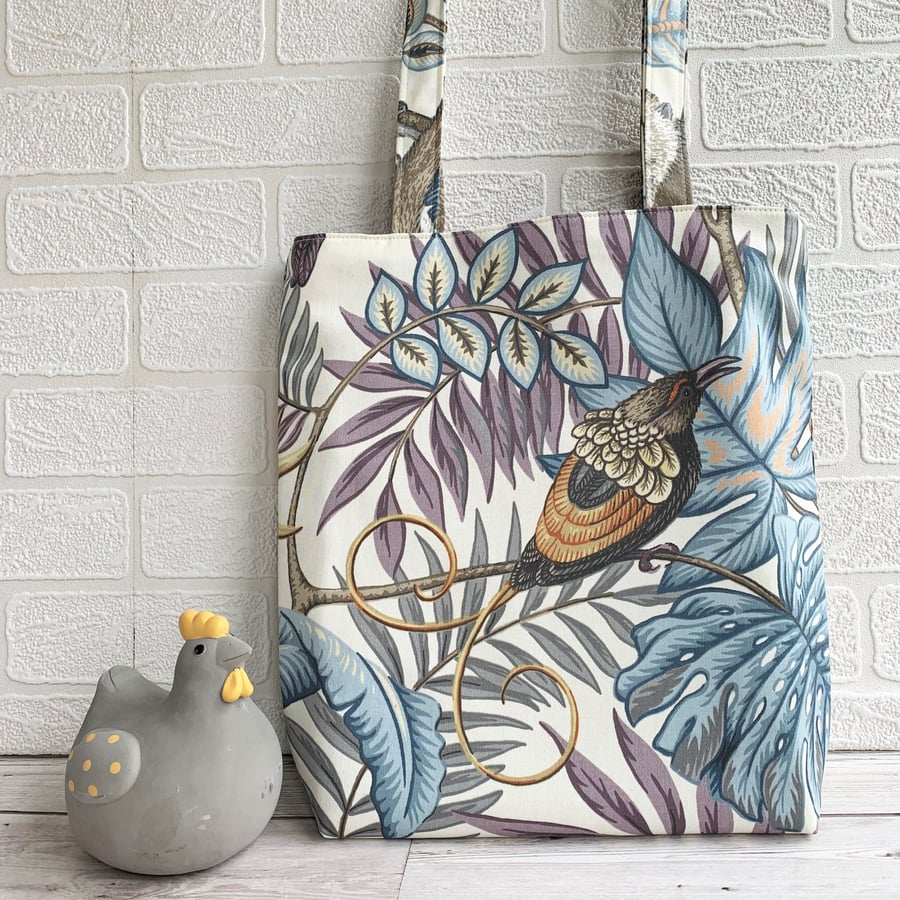 Exotic Bird of Paradise and tropical plants tote bag