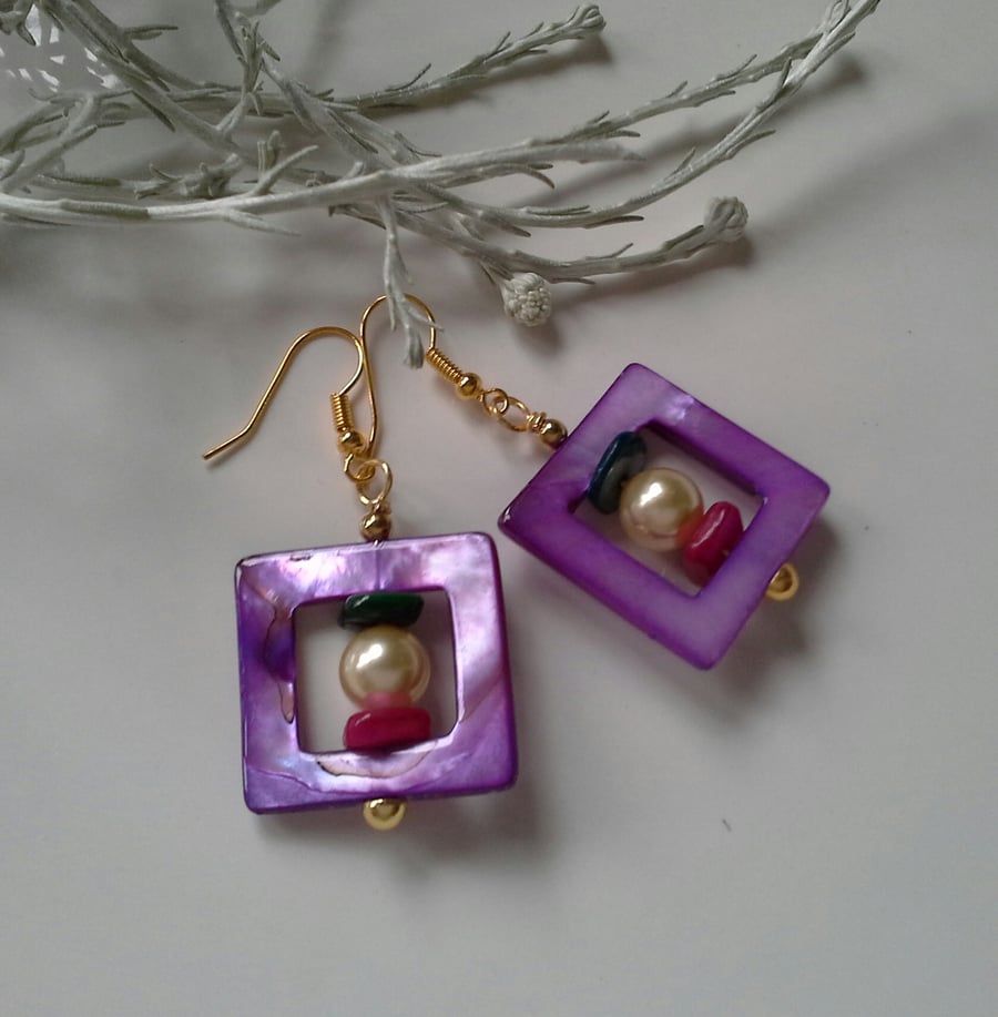 Mother of Pearl & Shell Pearl Earrings Gold Plated (HELP A CHARITY)