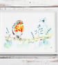 The Faithful Robin watercolour print, bird painting, ink drawing - Image 2