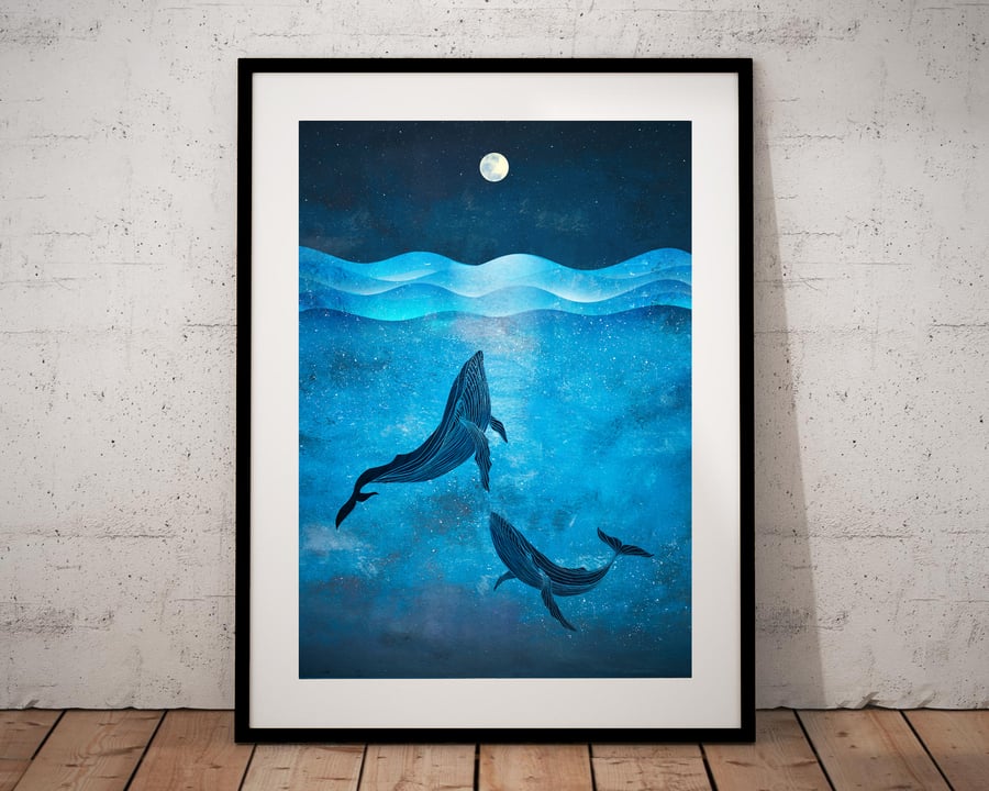 Whale Print, Whale shark Print, Whales Ocean Art, New Baby Gift, Ocean Poster