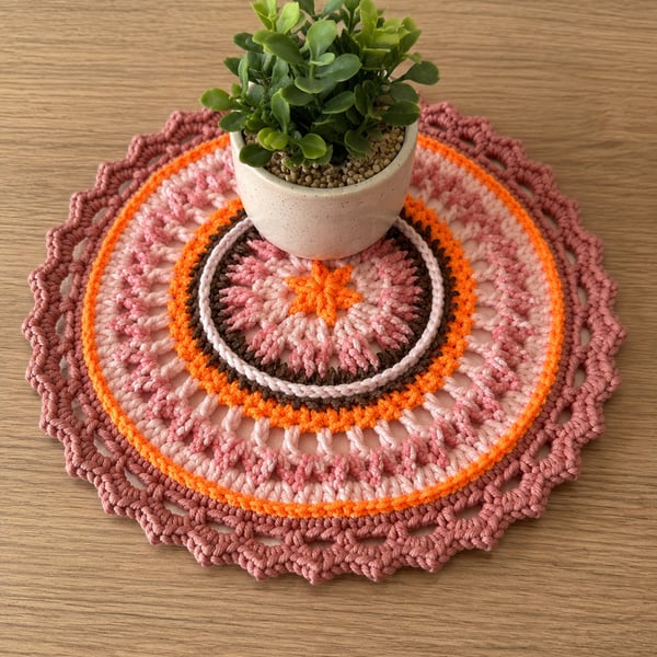 Handmade Crochet Doily Table Mat  Mandala