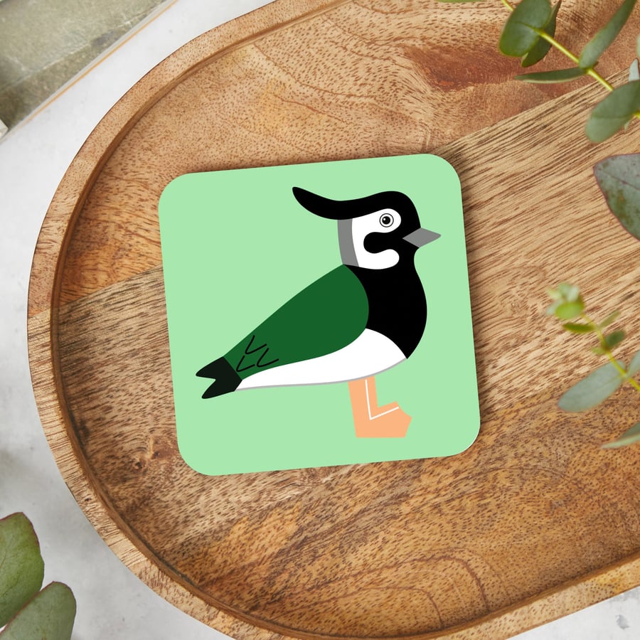 Lapwing Coaster, Peewit, Bird Drinks Mat, Wildlife Tableware