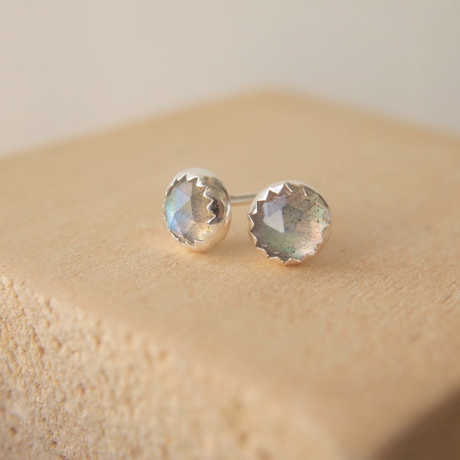 Labradorite and Silver Stud Earrings