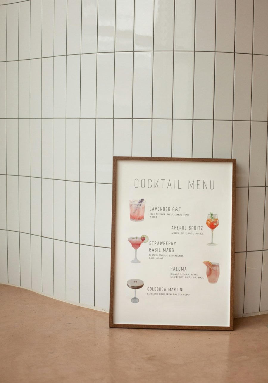 Customisable Cocktail Menu 