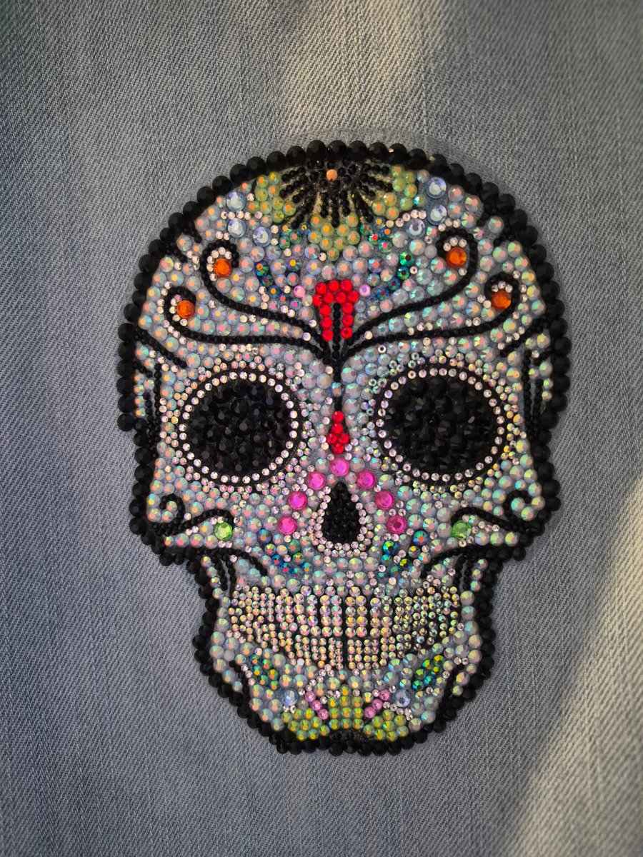 Hand-Embellished Skull Denim Jacket - Rhinestone & Beaded Statement Jacket 