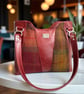 Alaula - Handcrafted Burgundy Leather & Tweed Handbag - Image 2