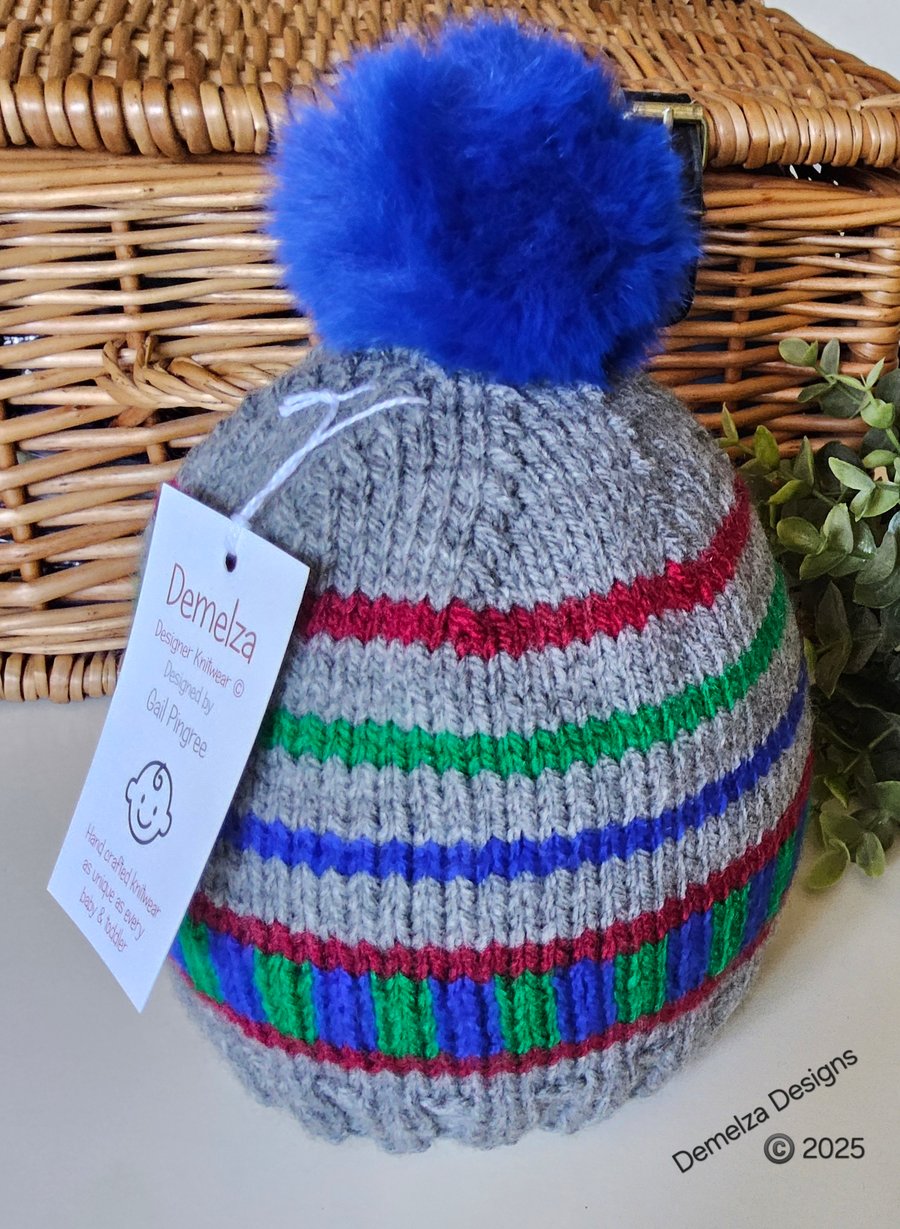 Designer Toddler's  Pompom Hat 2 - 3 Years Size
