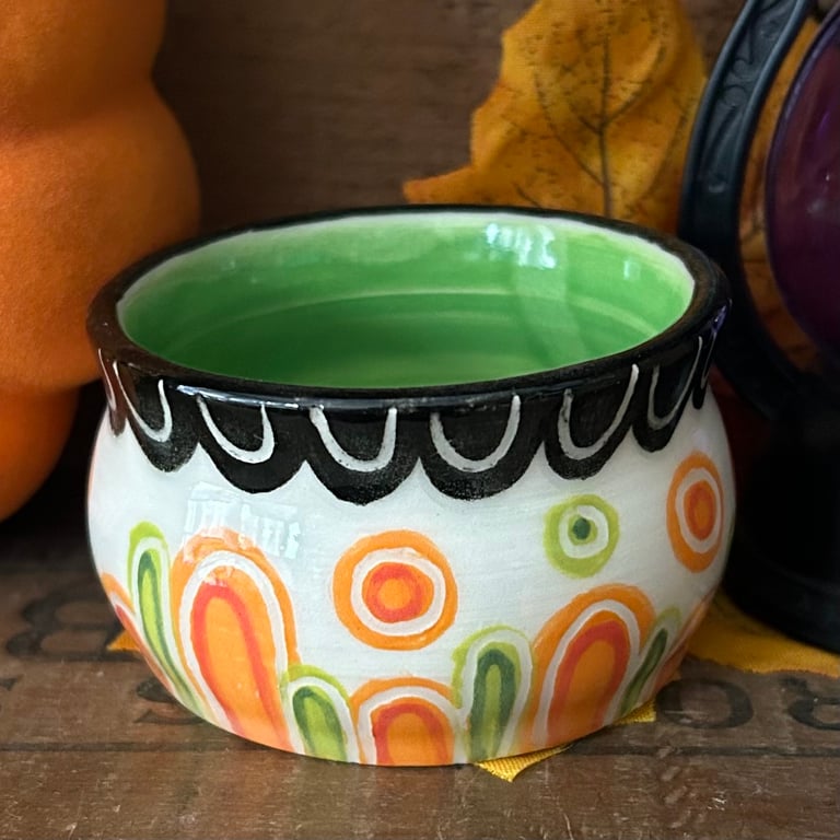 Halloween Cauldron Small ceramic dish or tealight holder