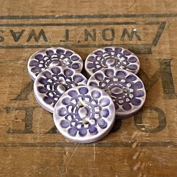 Set of fIve little handmade ceramic buttons